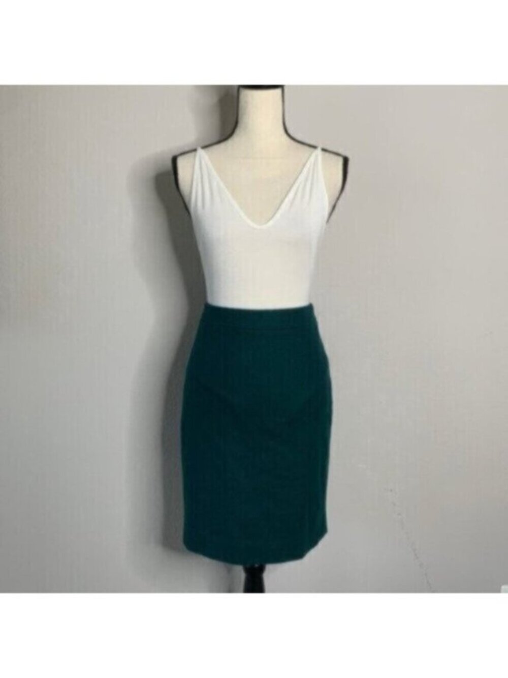 J. Crew Forrest Green Wool Blend Mini Pencil Skirt View 4